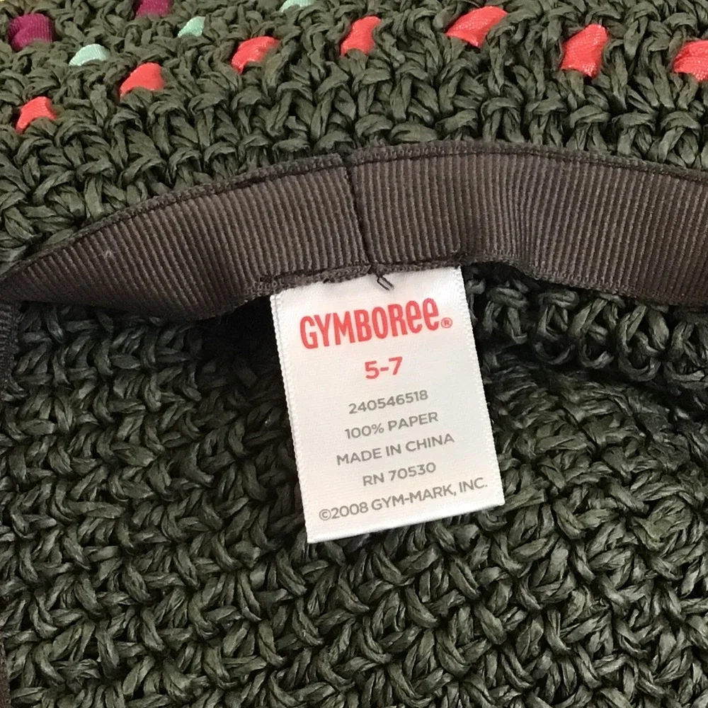 Gymboree Hat Girls Size 5-7 Floppy 100% Paper‎ Woven Ribbon Trim Sun Cap